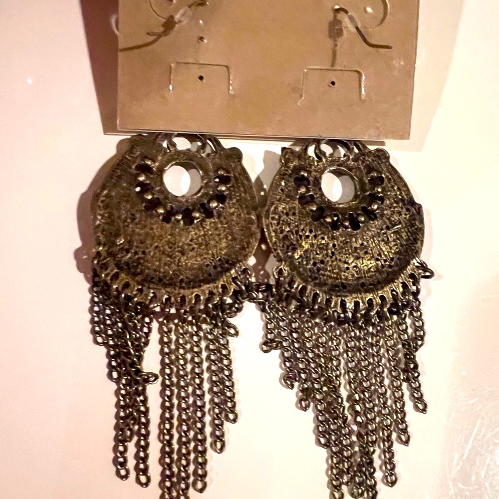 Erica Lyons Elegant Silver and Red Dangle Earrings NWOT, original packaging